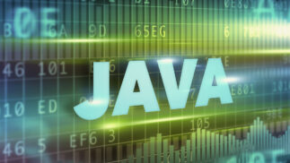 High tech background with name of Java programming language on it.