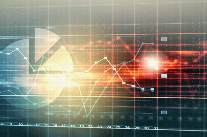 Digital image of various types of graphs and data depictions.