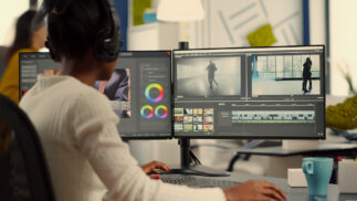Woman working on digital design.